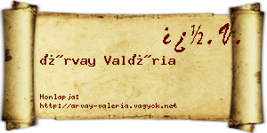 Árvay Valéria névjegykártya